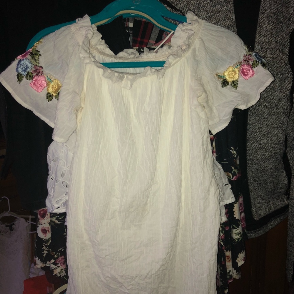 Apricot lane off the shoulder embroidered dress